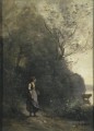 Jean Baptiste Camille Corot l Campesina pastando una vaca en el bosque
